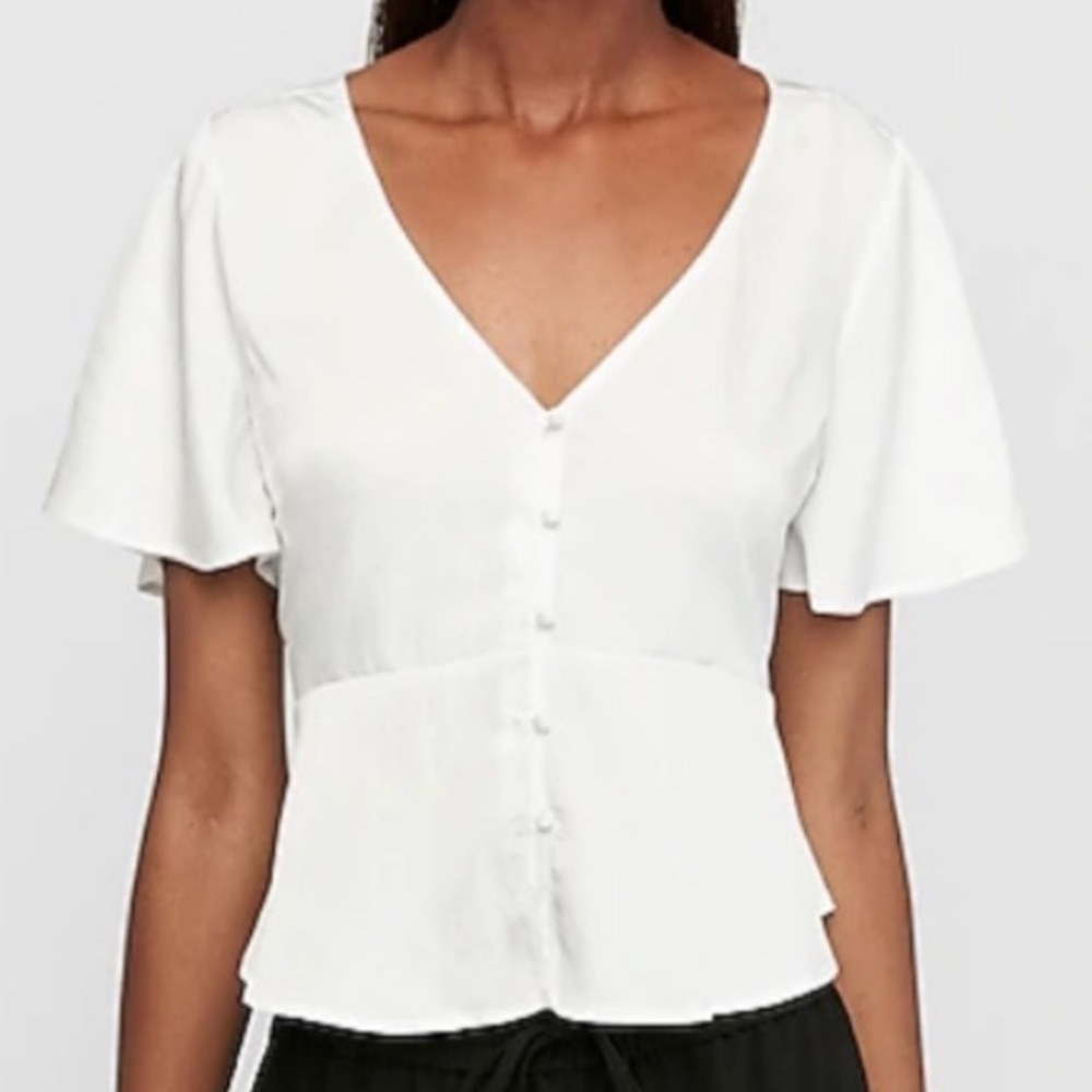 Cream peplum button up Top